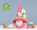 Crochet patterns Flower Gnome, Crochet flower gnome pattern, Birthday Gnome amigurumi pattern, Garden gnome crochet pattern,