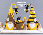 Crochet patterns bundle: Bee gnome, Honey Gnome and Honey Pot, Crochet gnome patterns, Gnome amigurumi pattern, Crochet food