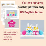 Crochet patterns Easter bunny, Crochet bunny amigurumi pattern, Easter amigurumi bunny pattern with crochet flower, Crochet - Image 2