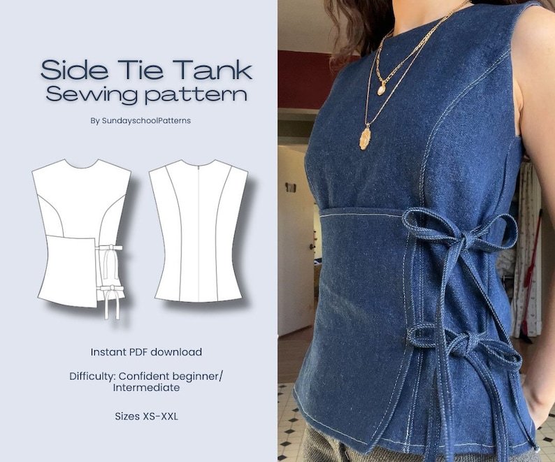 Side Tie Tank Sewing Pattern: Trendy DIY Blouse (PDF Pattern)