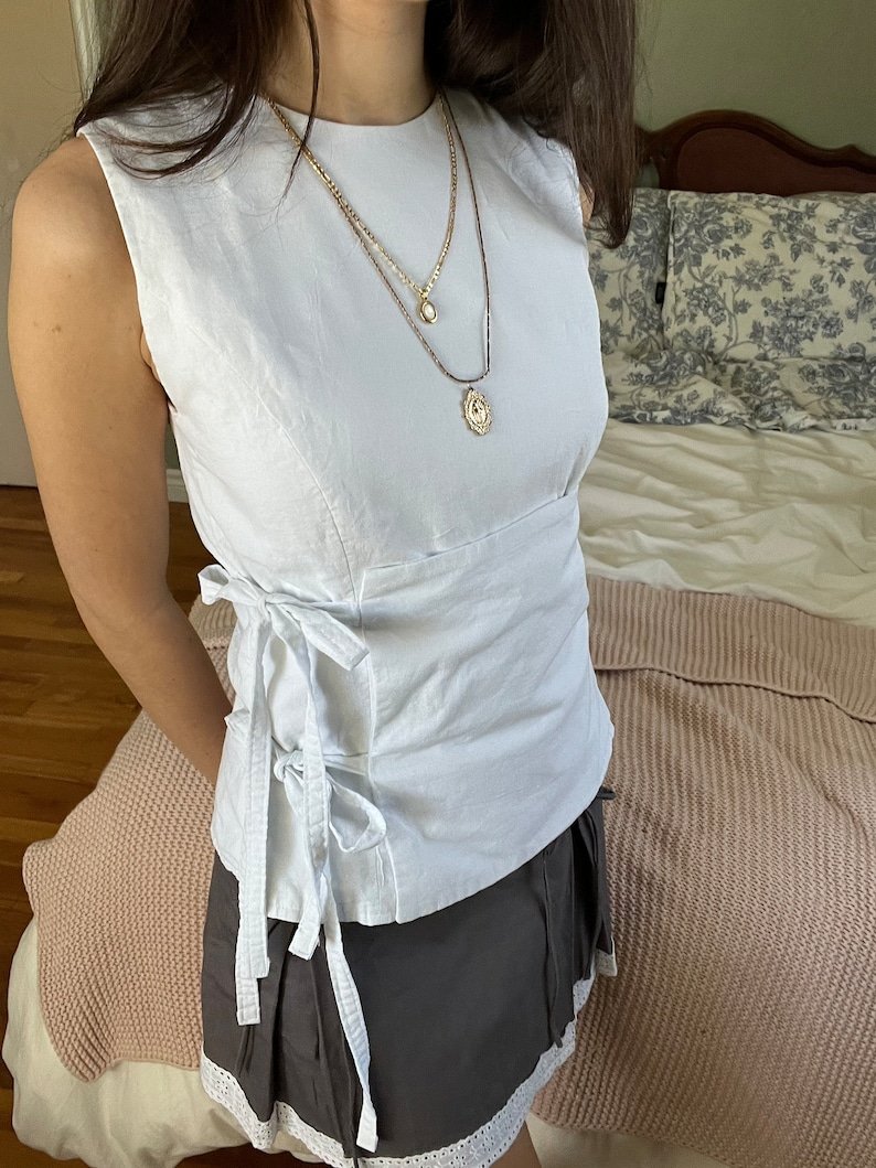 Side Tie Tank Sewing Pattern: Trendy DIY Blouse (PDF Pattern) - Image 3