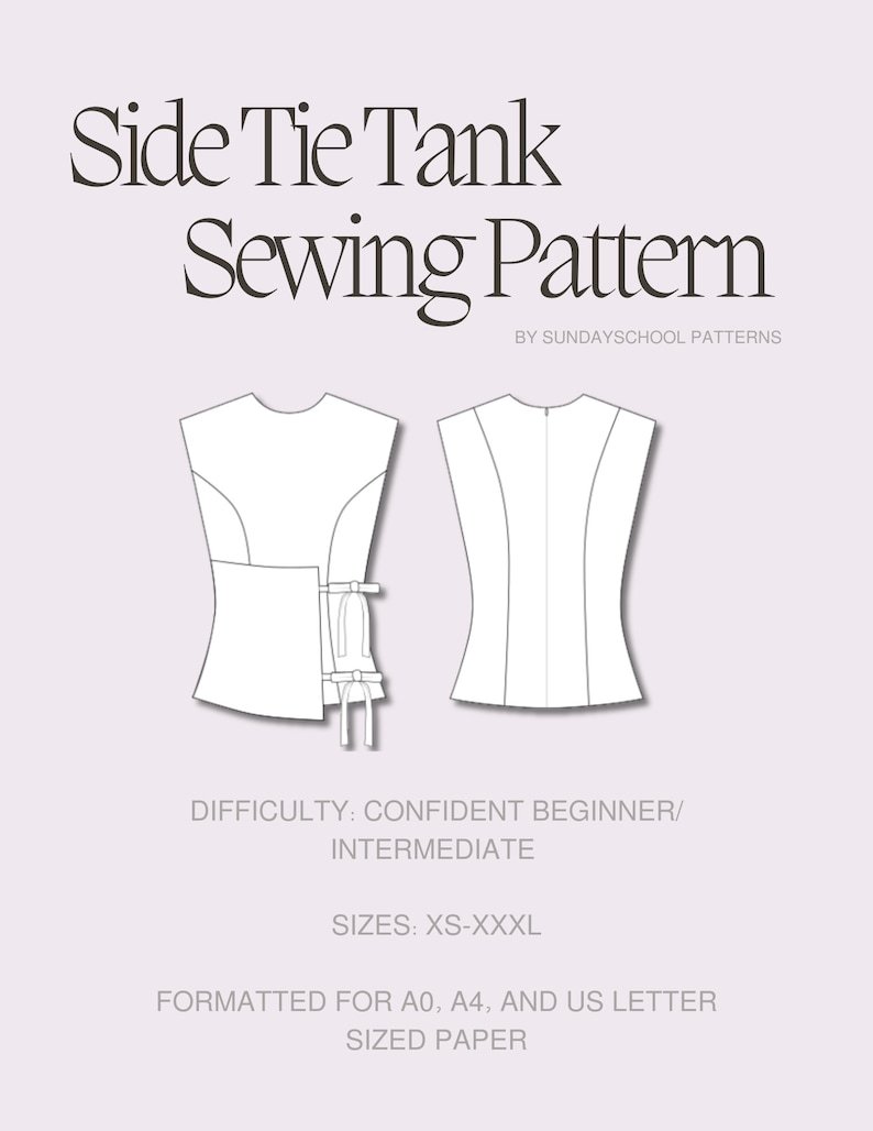 Side Tie Tank Sewing Pattern: Trendy DIY Blouse (PDF Pattern) - Image 4