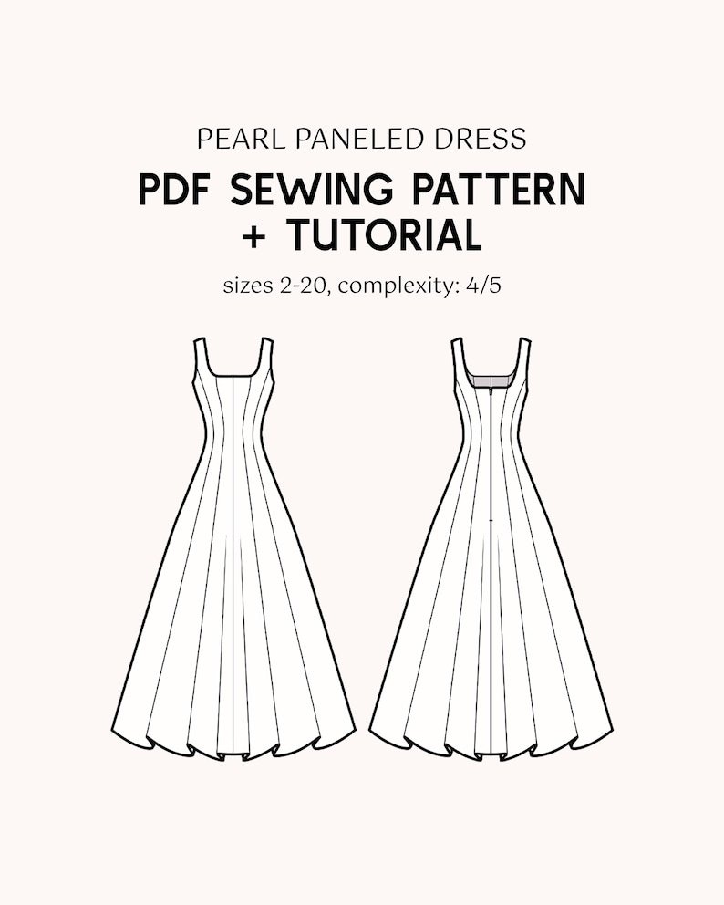 Pearl Midi Dress Sewing Pattern: Paneled Silhouette (US Sizes 2-20) (PDF Download) - Image 4