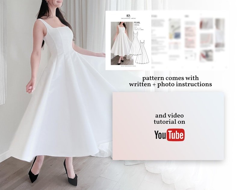 Pearl Midi Dress Sewing Pattern: Paneled Silhouette (US Sizes 2-20) (PDF Download) - Image 2