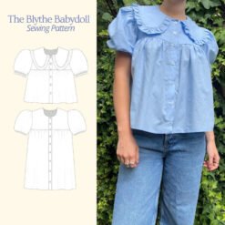 Blythe Babydoll Sewing Pattern: Collared Blouse & Dress (PDF Download, Bust 32&quot-46&quot)