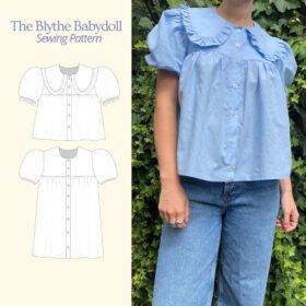 Blythe Babydoll Sewing Pattern: Collared Blouse & Dress (PDF Download, Bust 32&quot-46&quot)