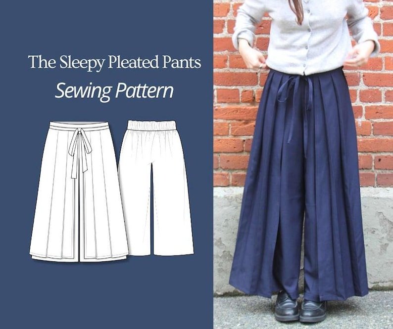 Sleepy Pleated Pants Sewing Pattern | Beginner friendly | Size Inclusive | Instant PDF Download | wide leg
