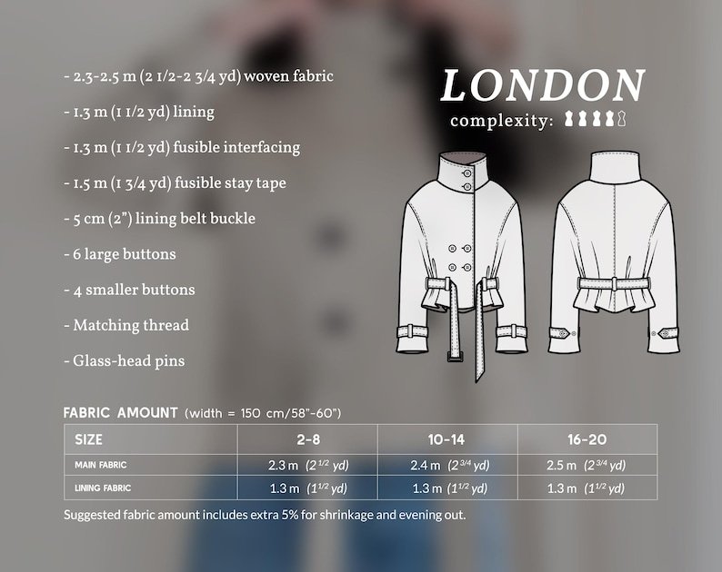 London Trench Sewing Pattern: Oversized Silhouette (PDF Download) - Image 5
