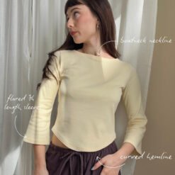 Alternative view of Cali Tee Sewing Pattern | Instant PDF download | Beginner friendly | Boatneck flared sleeve top